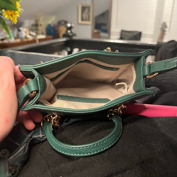 LC Lauren Conrad Kylie Green Mini Crossbody Bag Gold Chain Top Handle Purse - Picture 9 of 9
